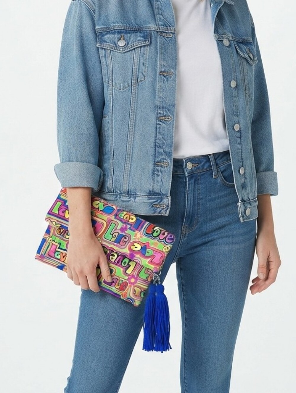 Handcrafted Love  Neon cloth Clutch purse